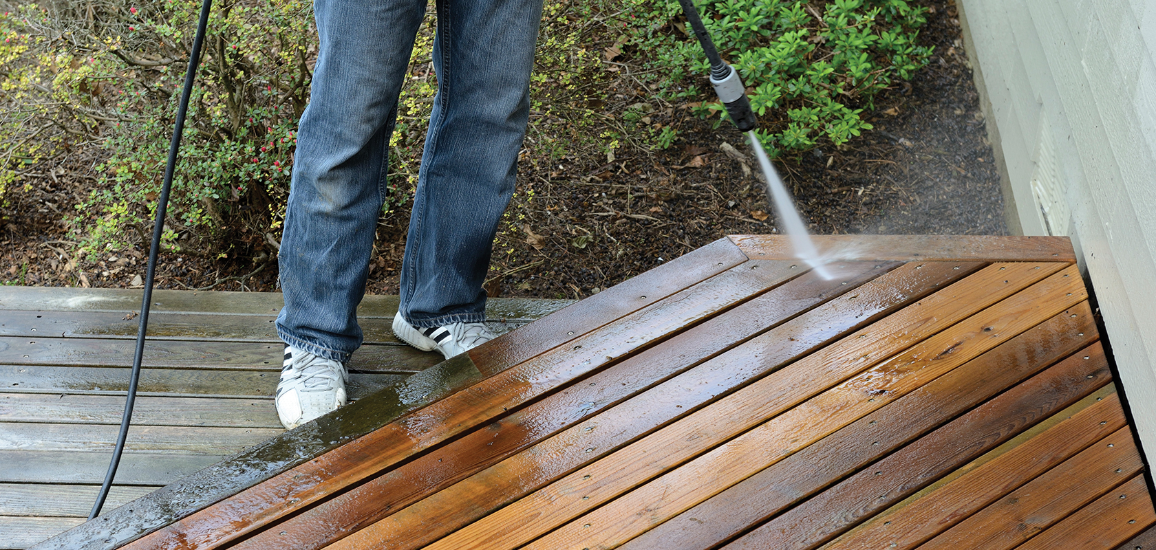 guy cleaning deck