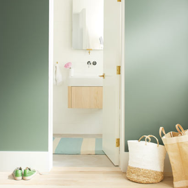 Room Scene with Benjamin Moore Colour Trends 2020 Cushing Green