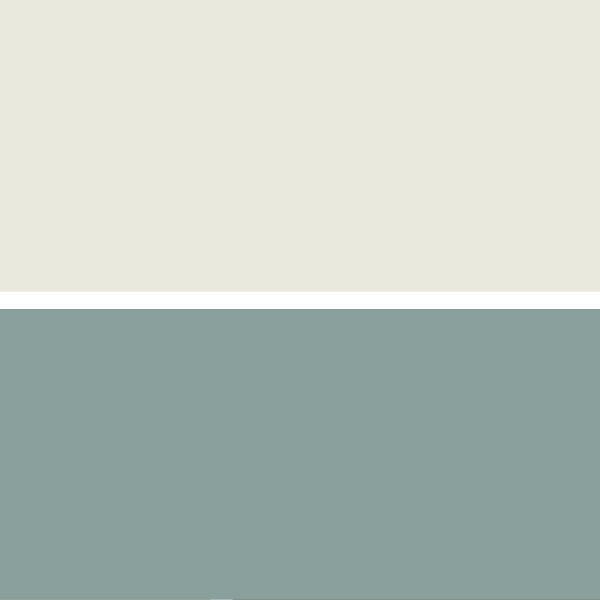 New Colors: Walls in Dove Wing OC-18, Trim in Chantilly Lace OC-65 and Accent Moulding Wall in Atmospheric AF-500