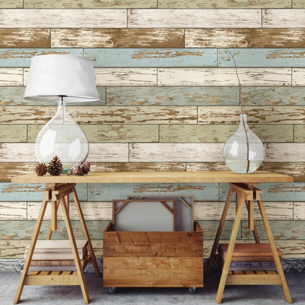 room scene with old salem vintage wood wallpaper
