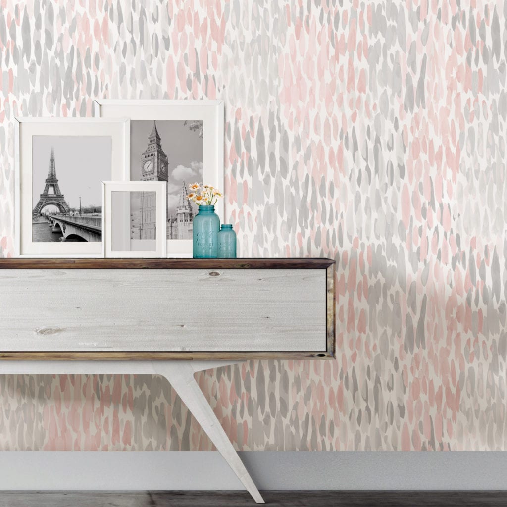 room scene with blush make it rain wallpaper