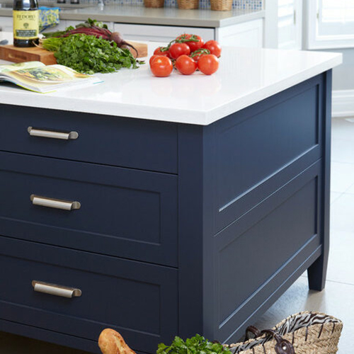 painted kitchen cabinet in blue color