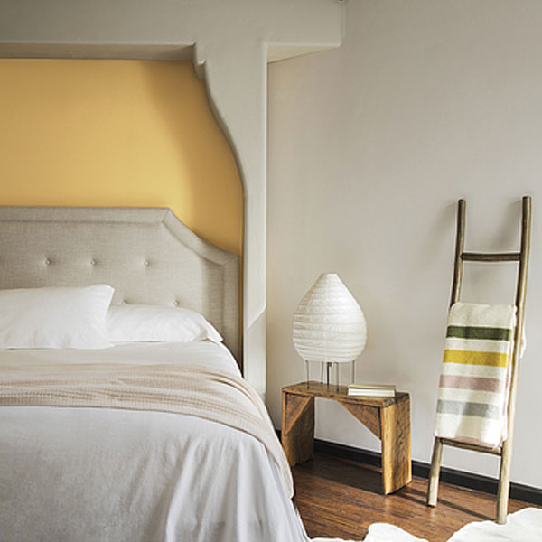 bedroom painted with york harbour yellow