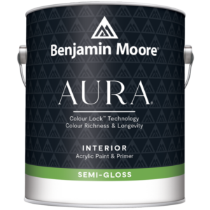 aura interior semi-gloss paint can