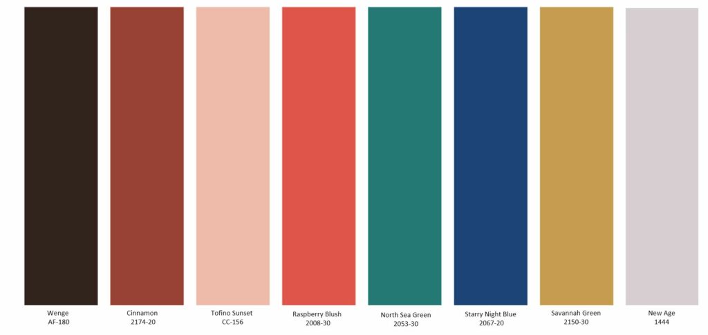 colour trends 2023 palette with all 8 colours